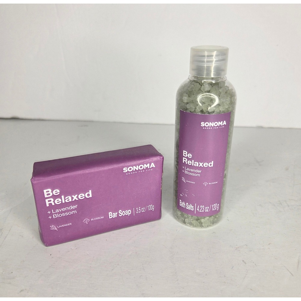 Sonoma Goods For Life Be Relaxed Lavender Blossom Bar Soap and‎ Bath Salts Set